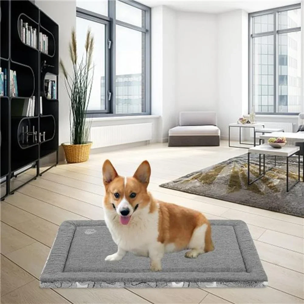 Dog Bed Mat Dog Crate Pad Reversible Kennel Pad, Grey